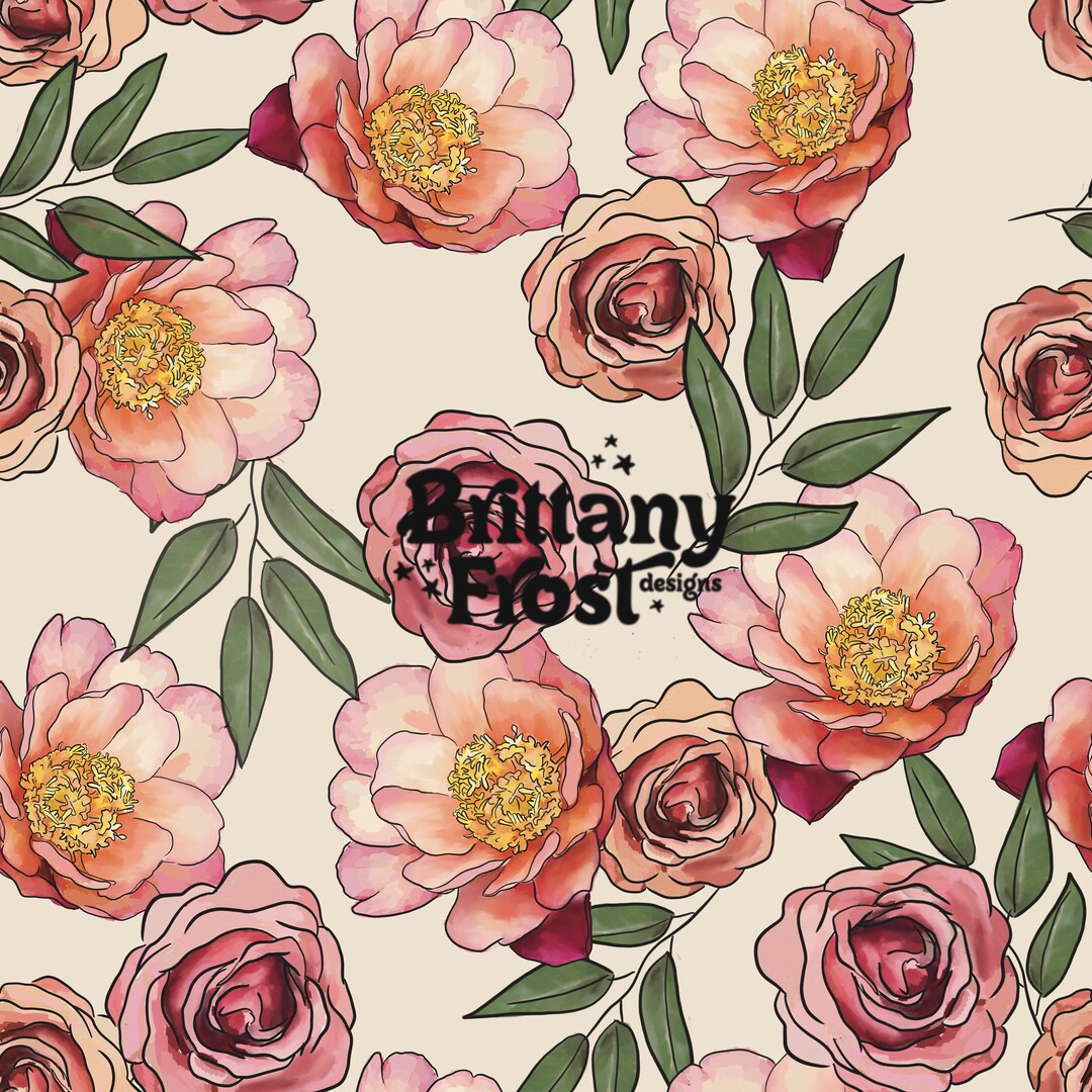 Blushing Peonies Seamless File, Spring Flower Surface Pattern - Etsy