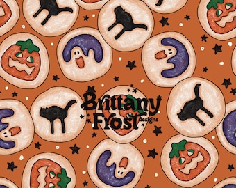 Archivo sin costuras de galletas de Halloween, patrón de superficie de Halloween