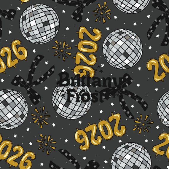 New Year 2026 Bows Seamless File, New Years Surface Pattern