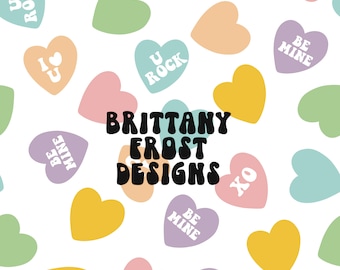 Bright Candy Hearts Seamless File, Valentines Seamless Pattern