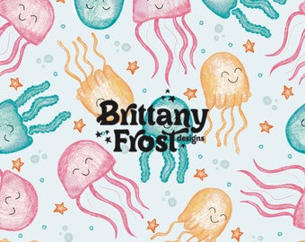 Jellyfish seamless file, summer surface pattern