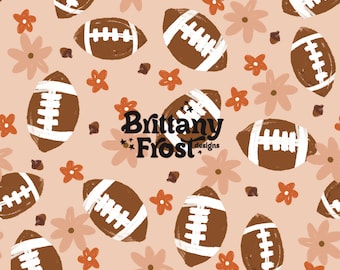Fall Floral Football Seamless File, Football Surface Pattern