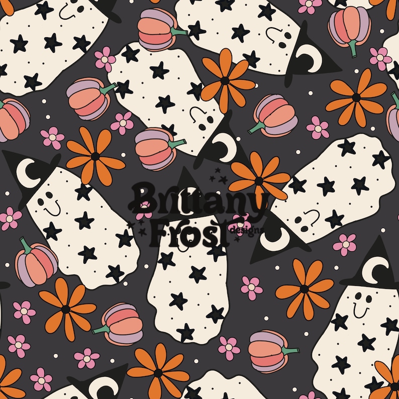 Retro Ghosts Seamless File, Halloween Surface Pattern - Etsy