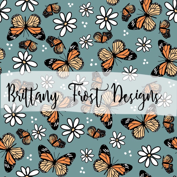 Daisy Monarch Butterfly Seamless File