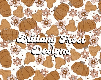 Floral Pumpkins Seamless File - Etsy