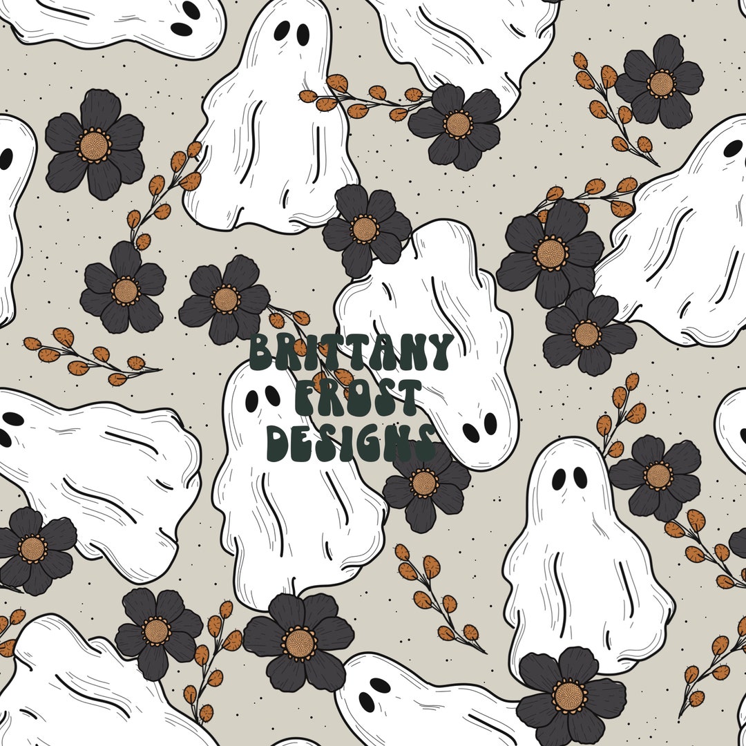 Floral Ghosts Seamless File, Halloween Surface Pattern - Etsy