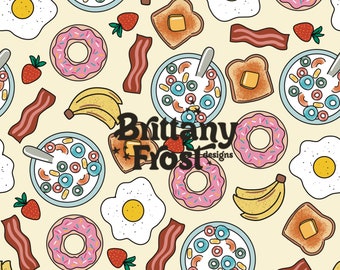Breakfast Seamless File, Breakfast Food Surface Pattern