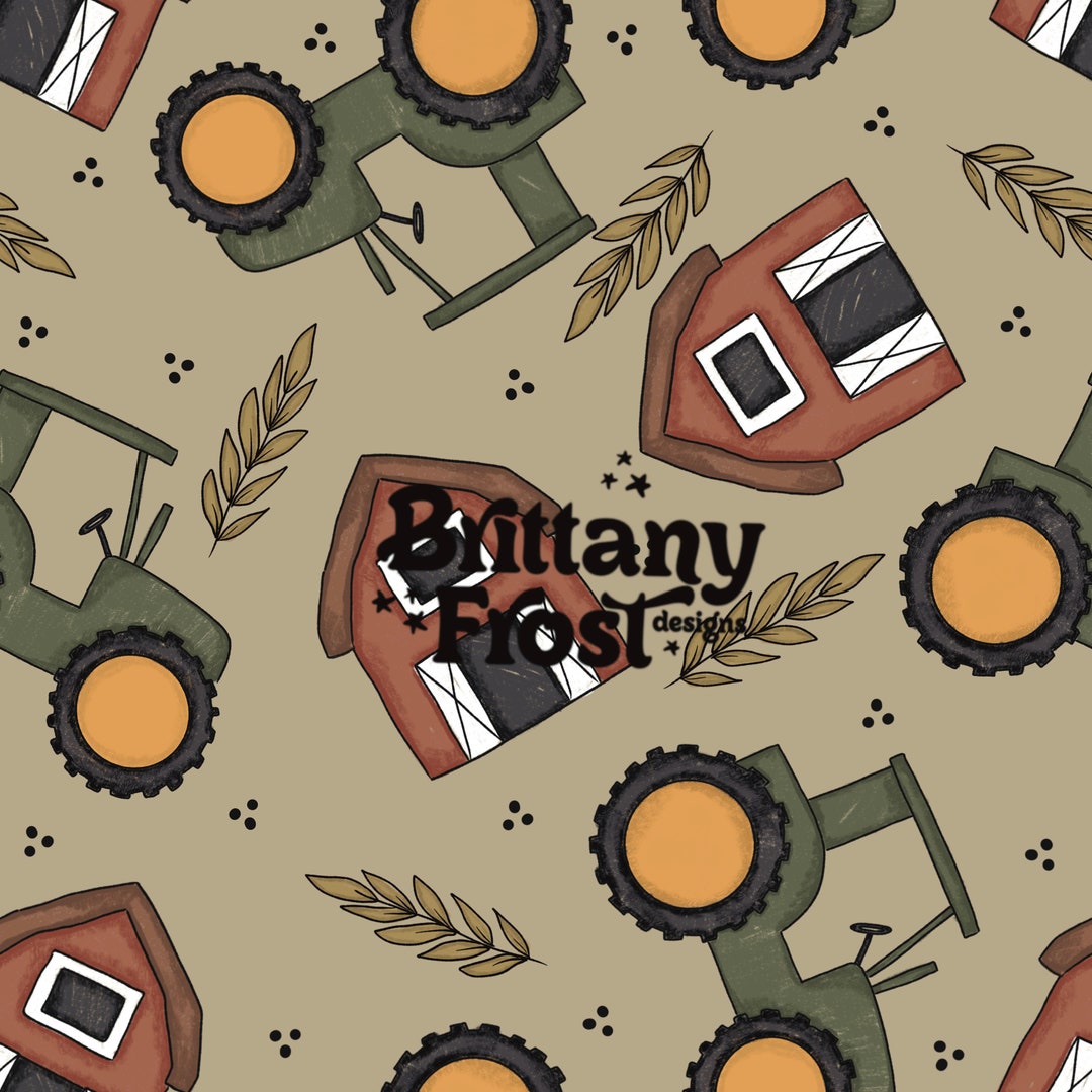 Fall Green Tractor Seamless File, Fall Farm Surface Pattern - Etsy