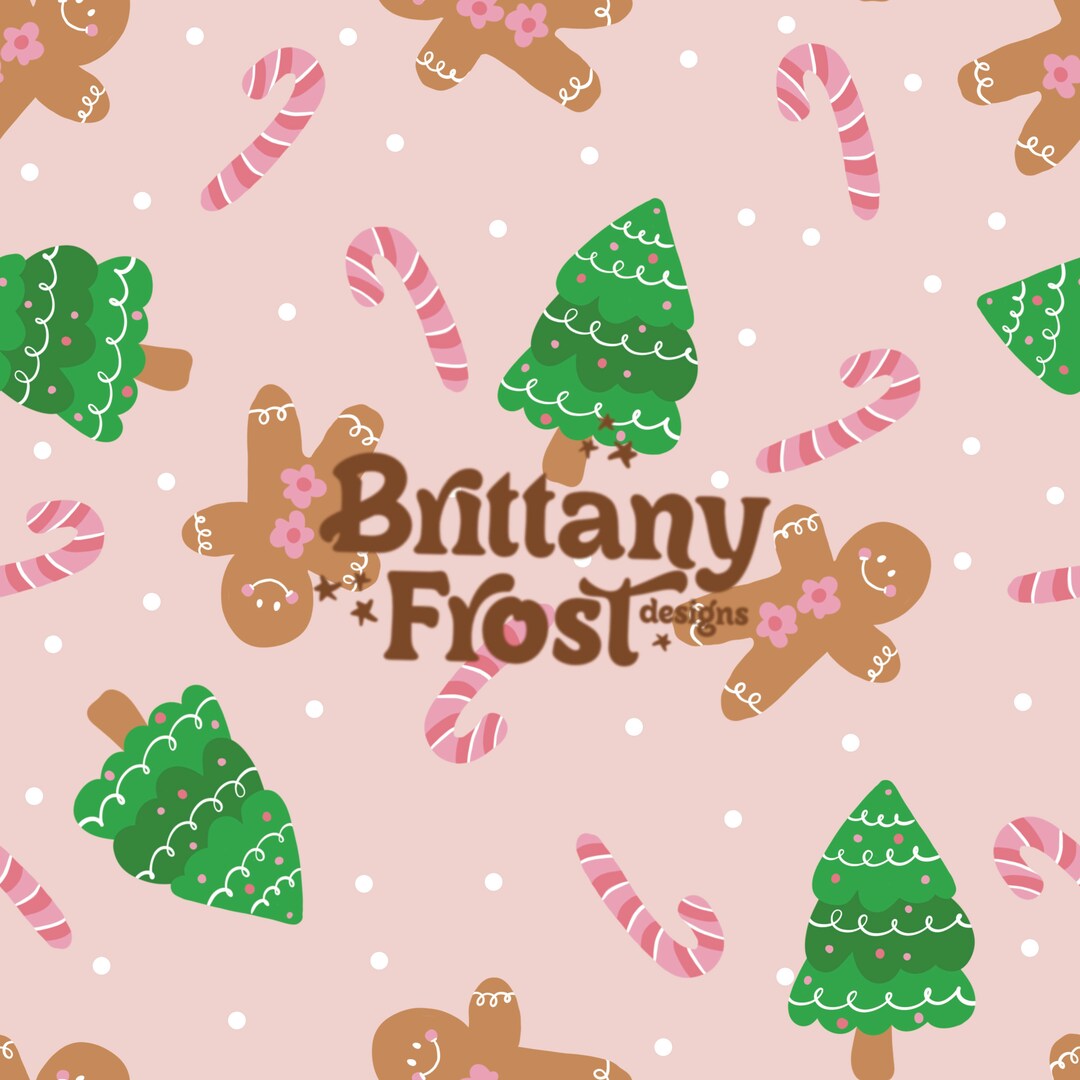 Pink Gingerbread Man Seamless File, Christmas Cookies Seamless Pattern ...