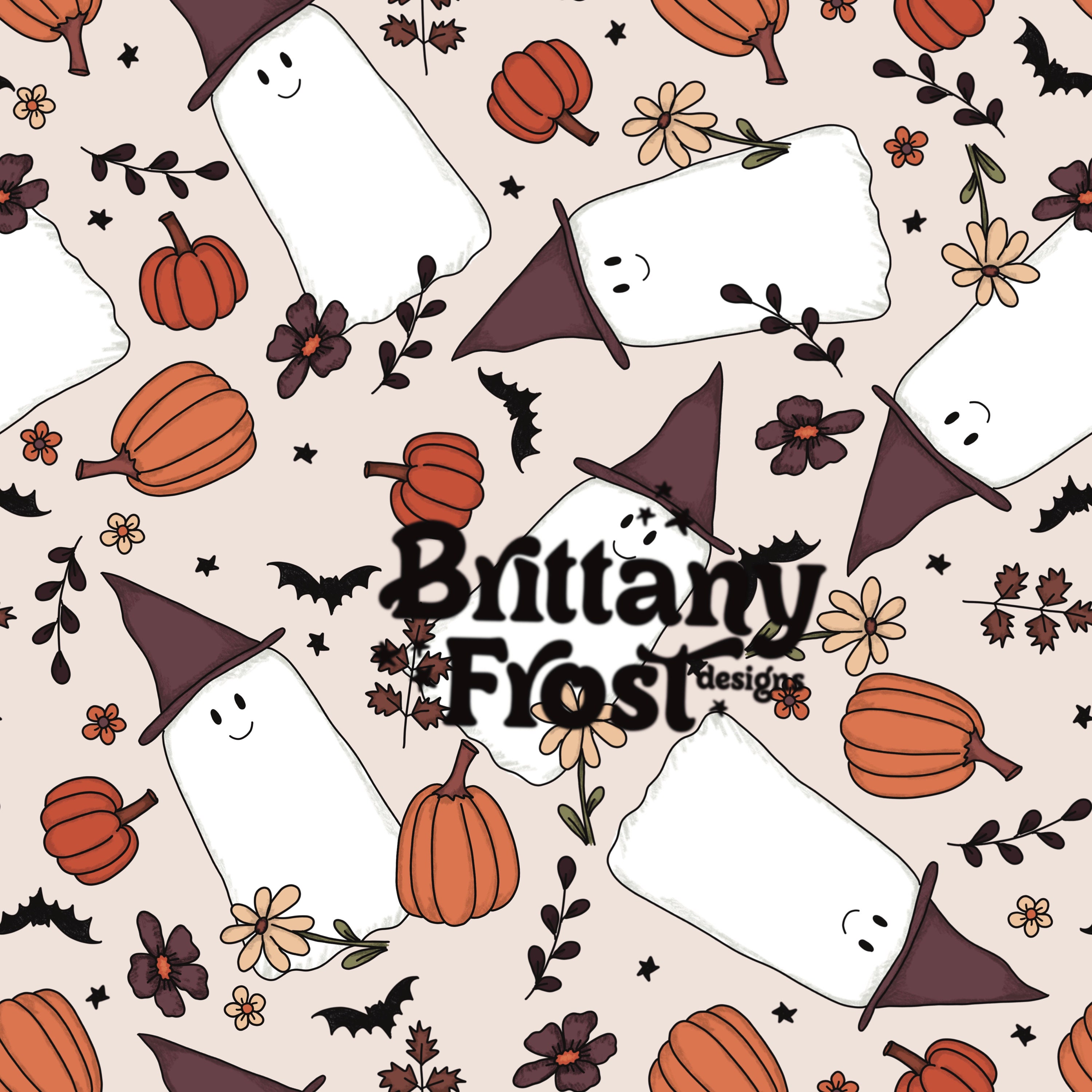Floral Ghosts Seamless File, Halloween Surface Pattern - Etsy