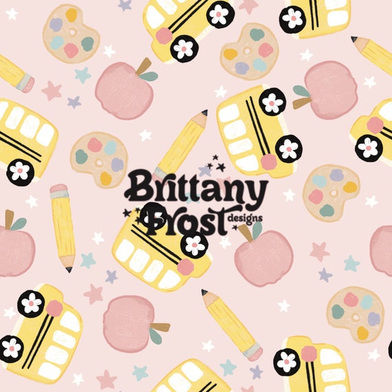 Daisy School Bus Seamless File, Back to school Surface Pattern