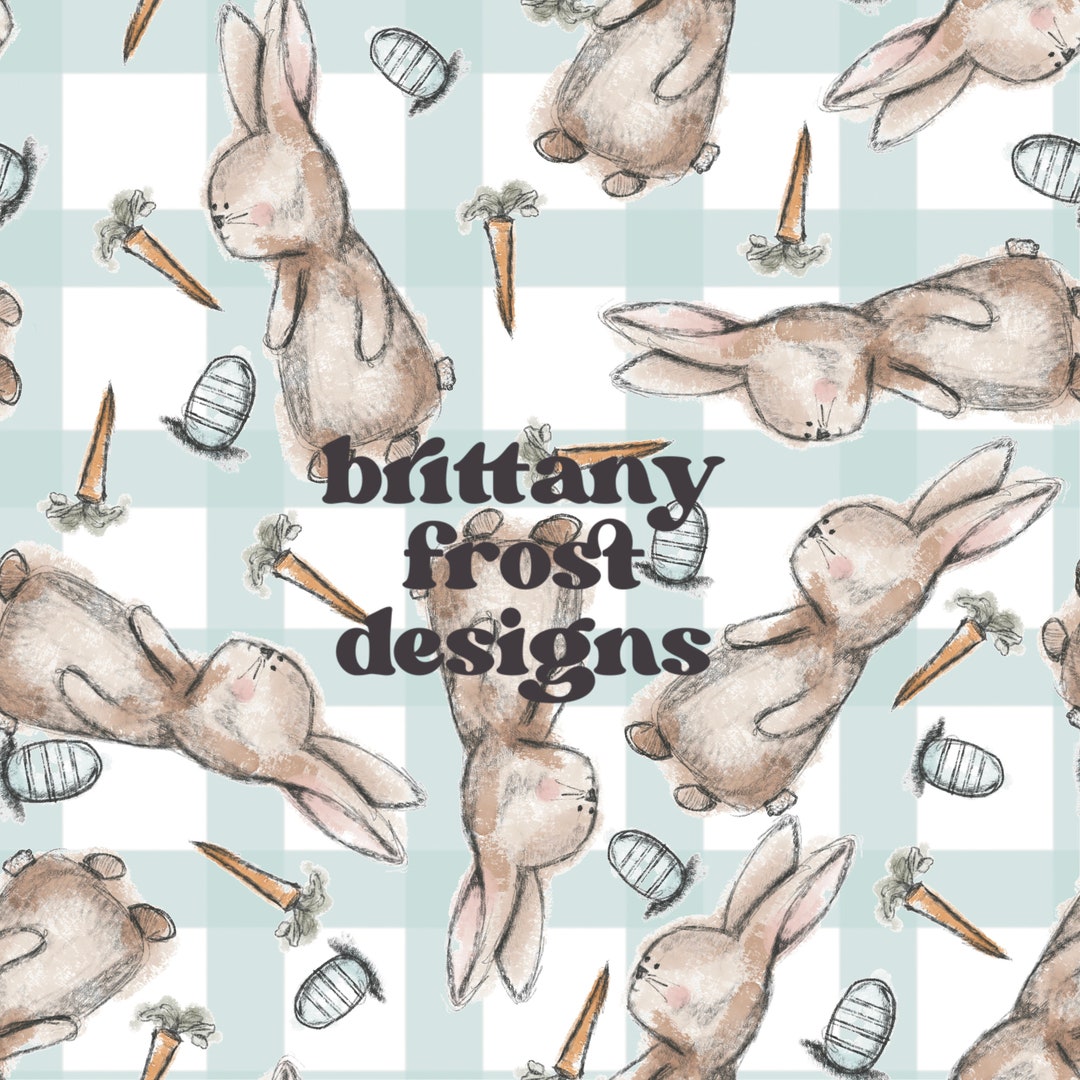 Easter Bunny Blue Plaid Seamless File, Easter Seamless Pattern - Etsy