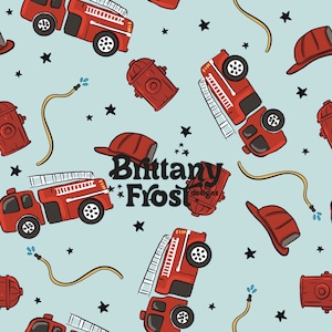 Fire truck seamless file, Firefighter surface pattern
