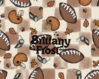 Checkered Fall Football Seamless File, Football Surface Pattern