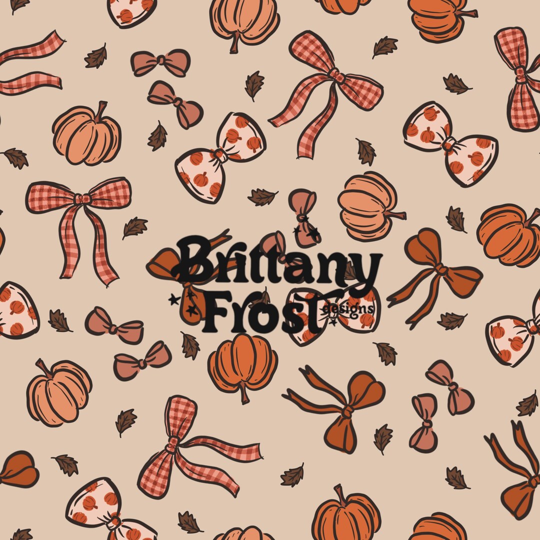 Fall Pumpkin Bows Seamless File, Autumn Surface Pattern - Etsy