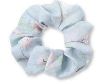 Blue Floral Scrunchie