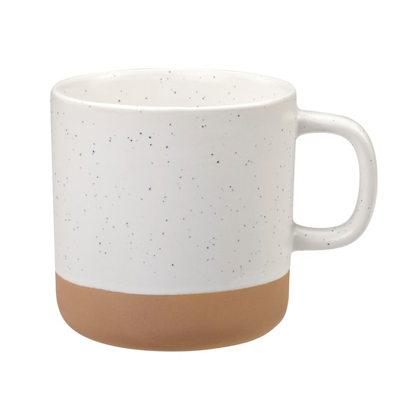 12oz White Speckled Ceramic Coffee Mug With Natural Baked Bottom | Dishwasher + Microwave Safe