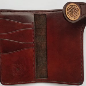Long leather wallet estilo cálido marrón caja de teléfono y billfold - Se adapta a la mayoría de los teléfonos de talla grande