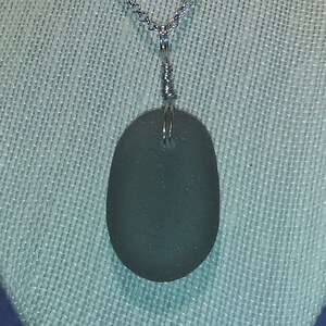 Gray Beach Glass and silver plated necklace, genuine from Lake Erie