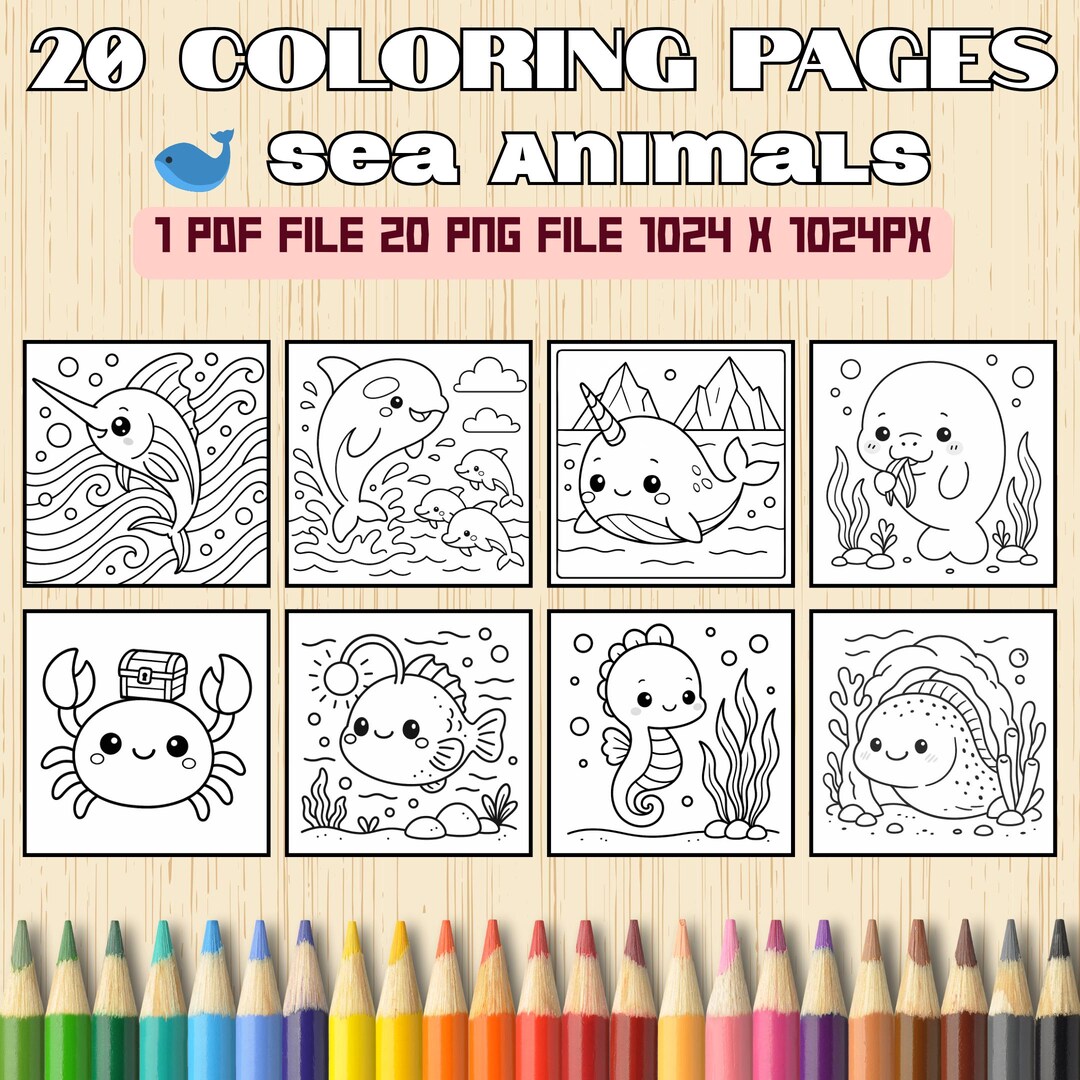 Sea Animal Coloring Pages | 20 Cute Ocean Animal Printables for Kids ...