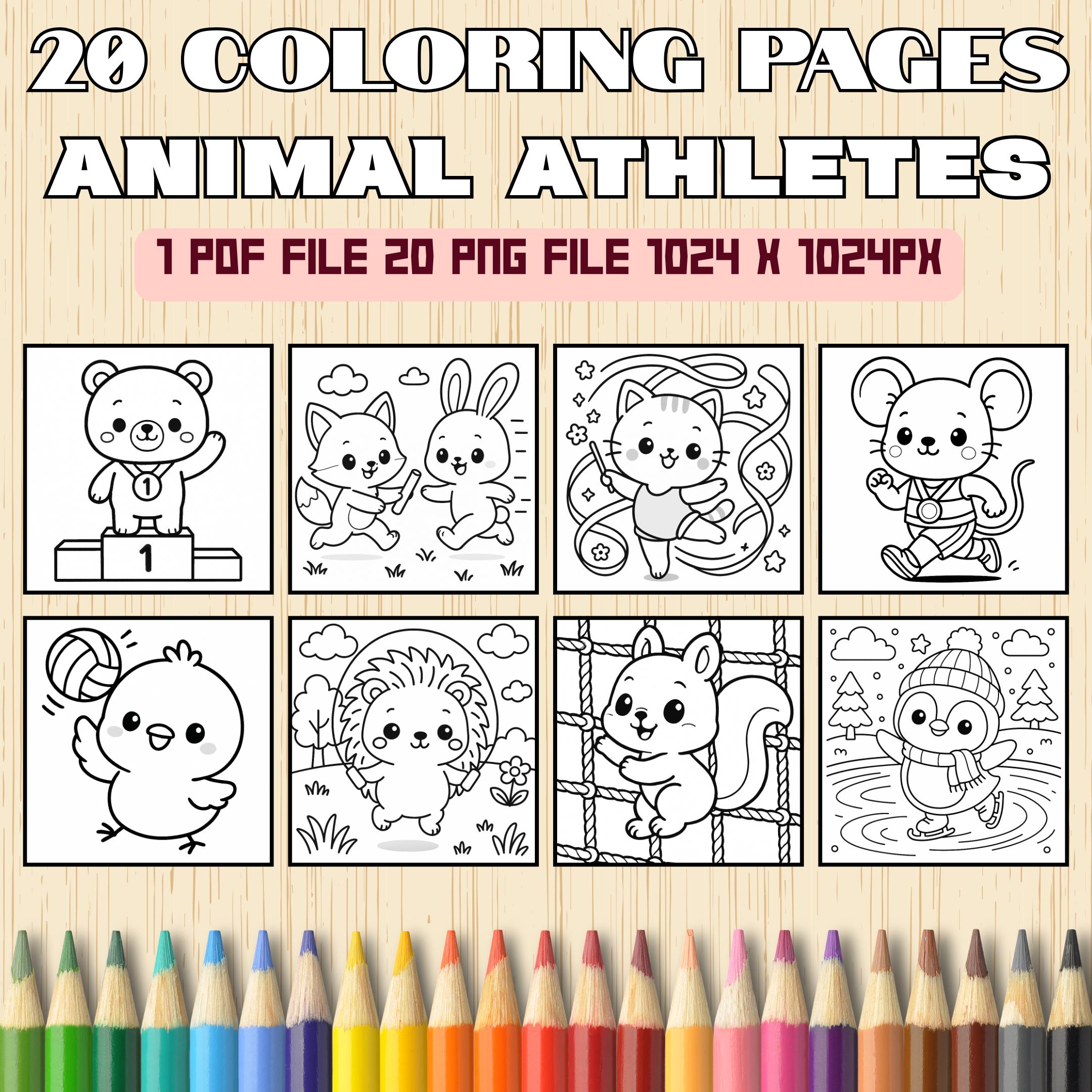 Animal Athletes Coloring Pages: 20 Sports Printables (PDF \u0026 PNG Download), image size:2160x2160