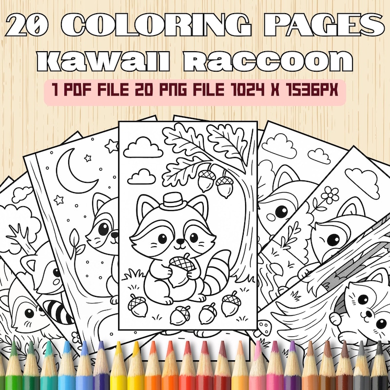 Raccoon Coloring Pages - Etsy
