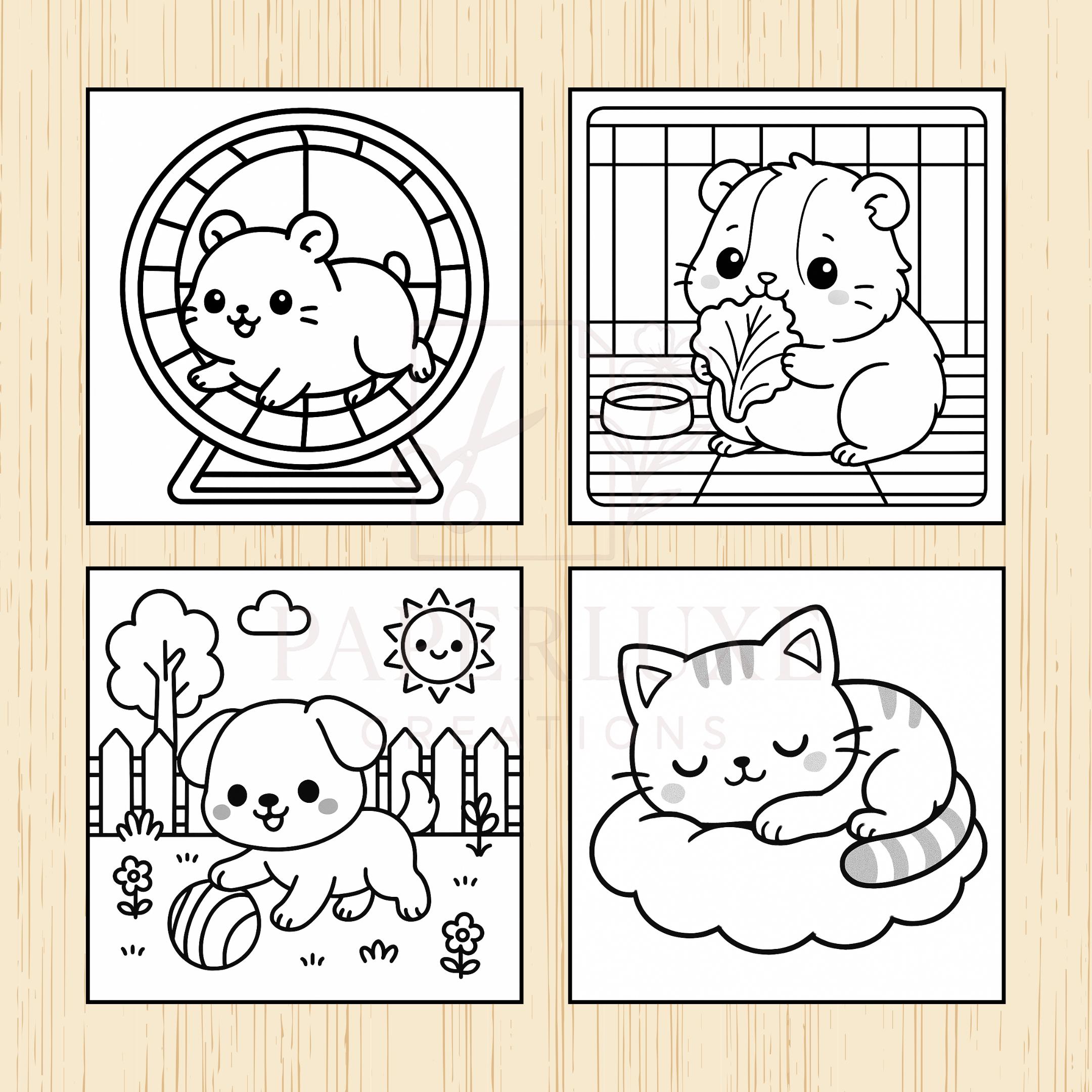 Kawaii Pet Coloring Pages | 20 Cute Printable Pet Animals for Kids ...