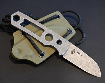 N690Co custom neck knife 61 HRC , cryo