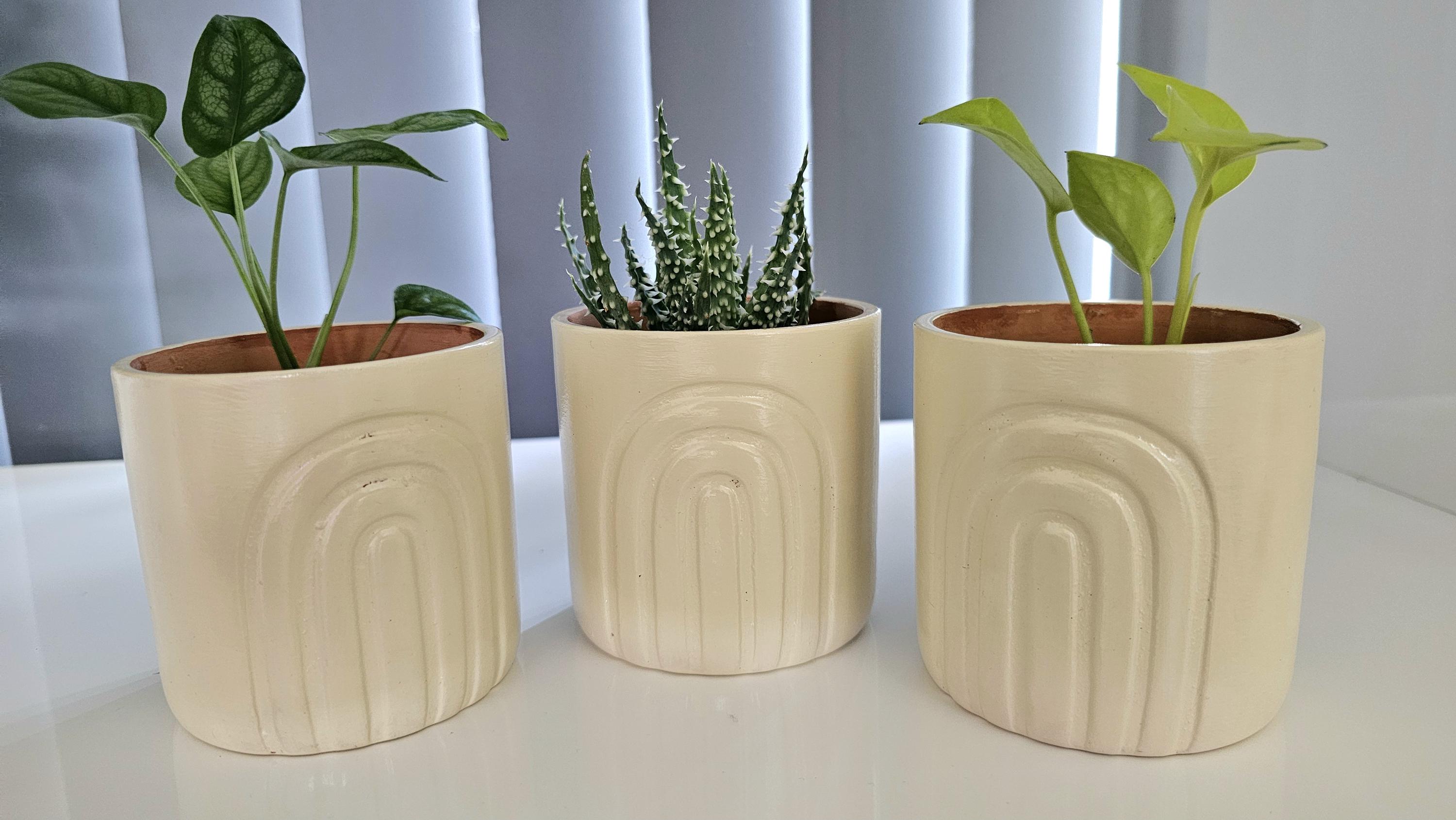手描きレインボー植木鉢：3個セット、密封 - Etsy 日本