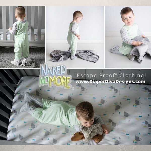 Naked No More® Back Zippered One Piece Pajamas Rompers Escape Proof Toddlers Special Needs