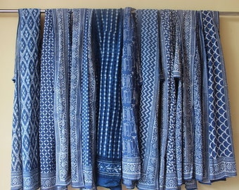 Wholesale Blue Natural Color Indigo Sarong Indian Hand Block Printed Cotton Sarongs Indigo Beach Sarong Women's Swimwear Pareos