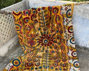 Bohemian kantha Blanket kantha Quilts Suzani Handmade Embroidered Cotton Throw Quilt Vintage Kantha Quilt