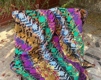 One of kind Etsy Best Vintage Kantha Quilt Suzani Handmade Embroidered Cotton Throw Quilt Bohemian kantha Blanket  kantha Quilts
