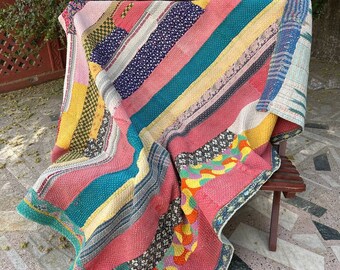 Vintage Indian Kantha Quilt Handmade Small Patches Quilt handmade 100% Cotton Bed cover Bedspread Blanket Kantha Quilt