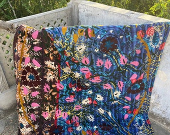 Handmade kantha guduri Multicolor Quilt Heavy Quilt Embroidery Kantha Cotton Suzani Vintage Quilt Reversible Kantha Blanket