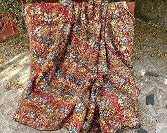 BRODÉ À LA MAIN Édredon Kantha vintage, Couverture Kantha, Réversible