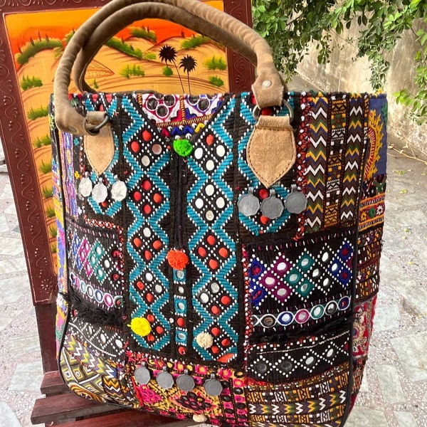 Hand Embroidered Mirror Work Purse Partywear Bag Fashion Bag Handmade Ethnic Banjara Tote Tribal Vintage Bag