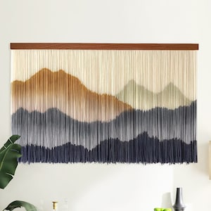 Large Boho Macrame Wall Hanging: Dip Dye Yarn Tapestry