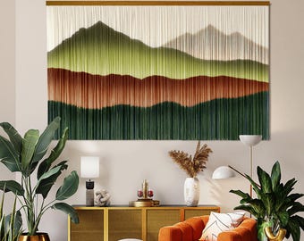 Macrame Mountain Tapestry: Large Boho Yarn Wall Hanging