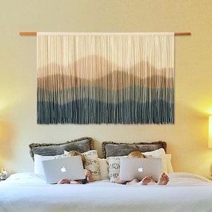 Large Macrame Wall Hanging: Desert Oasis Dip Dye Boho Decor