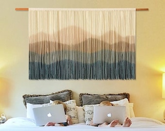 Large Macrame Wall Hanging: Desert Oasis Dip Dye Boho Decor