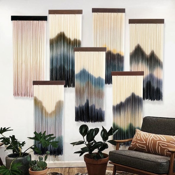 Mountain tapestry fiber lace dip dyeing art small wall hanging living room wall decoration bedroom wall decoration 7 colors available