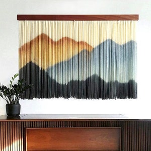Macrame Yarn wall hanging wall art Large boho wall decor Tapestry mountain art farmhouse living room bedroom entryway wall decor