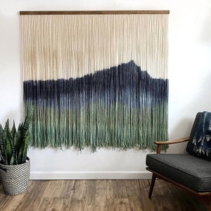 Large Macrame Wall Hanging: Dip Dye Boho Tapestry, Farmhouse Decor