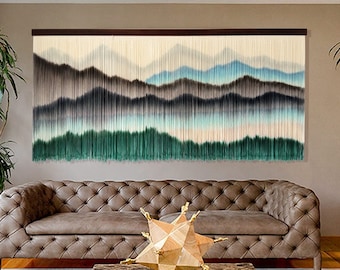 Large Boho Macrame Wall Hanging: Dip Dye Yarn Tapestry