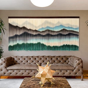 Large Boho Macrame Wall Hanging: Dip Dye Yarn Tapestry