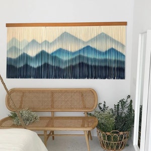 Macrame Yarn Wall Hanging: Boho Mountain Art Tapestry