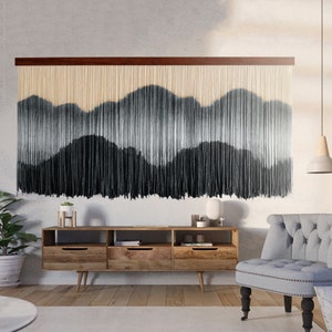 Large Boho Macrame Wall Hanging: Dip Dye Yarn Tapestry
