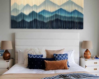 Macrame Yarn Wall Hanging: Boho Mountain Art Tapestry