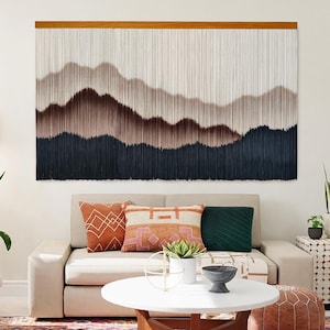 Large boho wall decor Tapestry mountain art Macrame Yarn wall hanging wall art farmhouse living room bedroom entryway wall decor